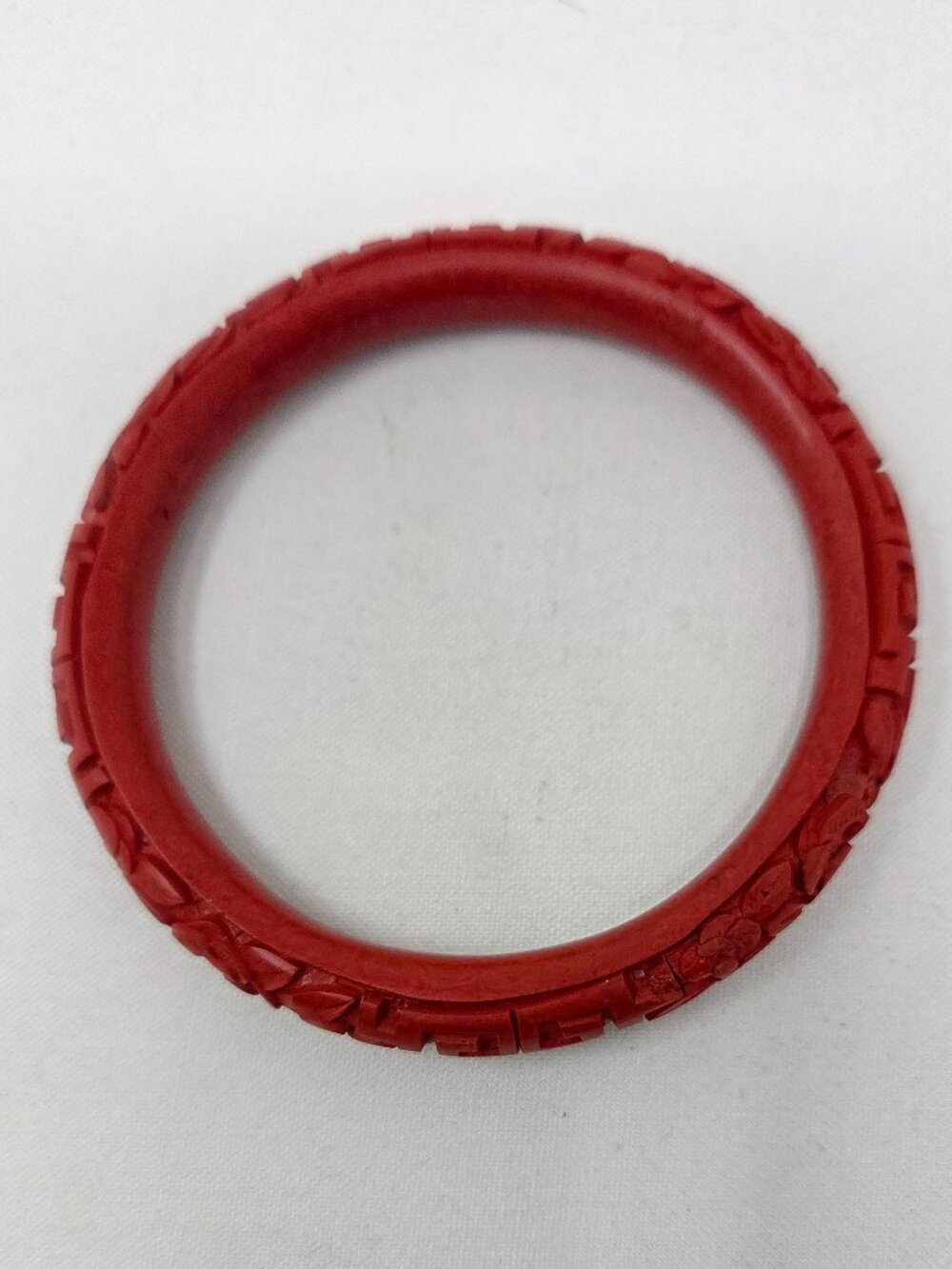Chinese Red Carved Cinnabar Bangle